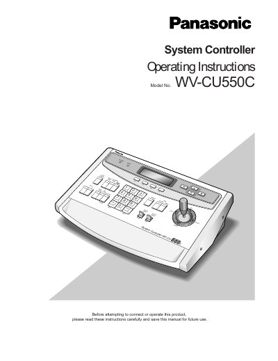 Panasonic WV-CU550C System Controller Operating Instructions - cover page
