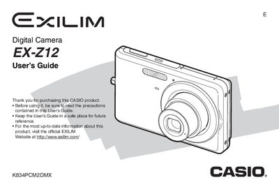 Casio EX-Z12 Digital Camera User's Guide - cover page