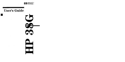 HP 38G Graphing Calculator User Guide - cover page