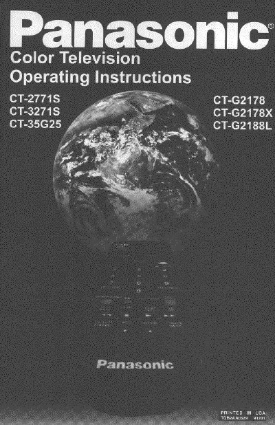 Panasonic CT-2771S/CT-3271S/CT-35G25/CT-G2178/CT-G2178X/CT-G2188L Color Television Operating Instructions - cover page