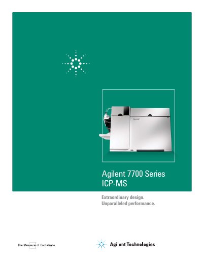 Agilent 7700 Series ICP-MS Product Brochure - cover page