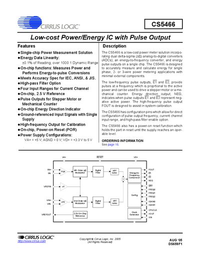 Cirrus Logic CS5466 Datasheet - cover page