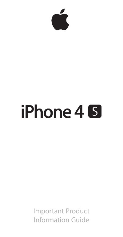 Apple iPhone 4S Product Information Guide - cover page