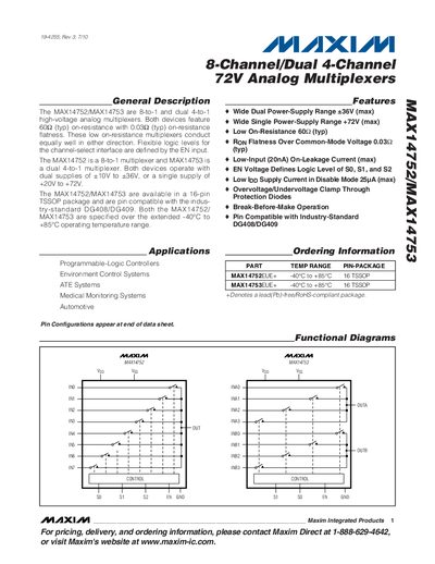 Maxim MAX14752 / MAX14753 Datasheet - cover page
