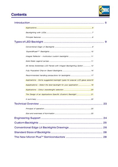 LED TECHNOLOGY - or fax them on 01209 215197 Page 3 Contents Introduction Manual - cover page