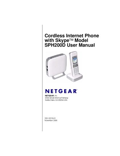 Netgear SPH200D Cordless Internet Phone with Skype User Manual - cover page
