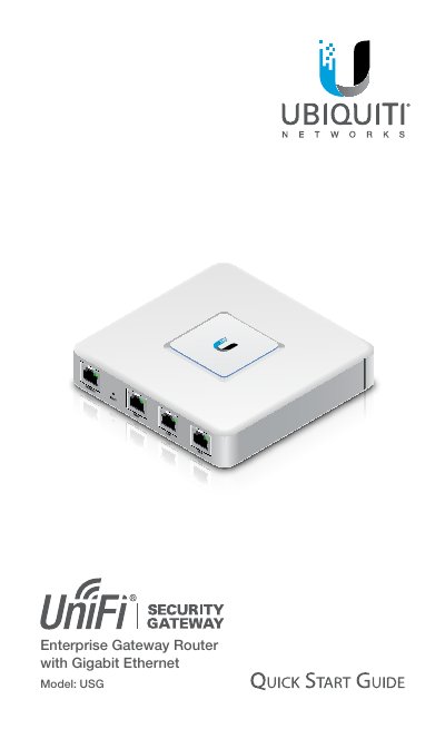 Ubiquiti USG UniFi Security Gateway Quick Start Guide - cover page
