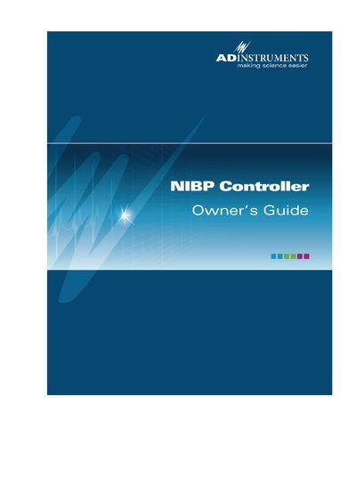 ADInstruments ML125 NIBP Controller Owner's Guide - cover page