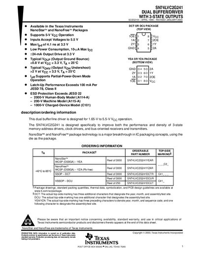 Texas Instruments SN74LVC2G241 Dual Buffer/Driver with 3-State Outputs Datasheet - cover page