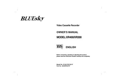 BLUEsky XR400/XR200 Video Cassette Recorder Owner's Manual - cover page