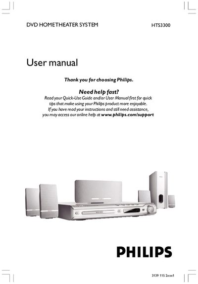 Philips HTS3300 DVD Home Theater System User Manual - cover page