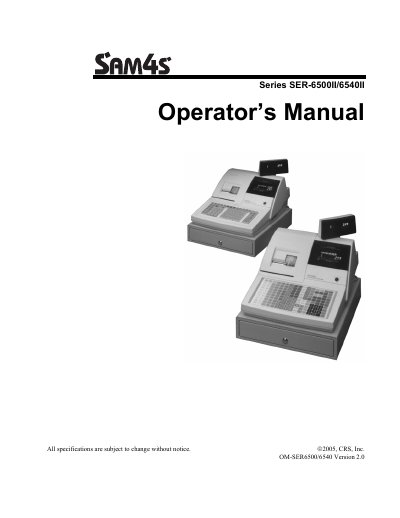 Samsung SER-6500II/6540II Operator's Manual - cover page