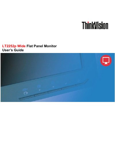 Lenovo LT2252p Wide Flat Panel Monitor User Guide - cover page