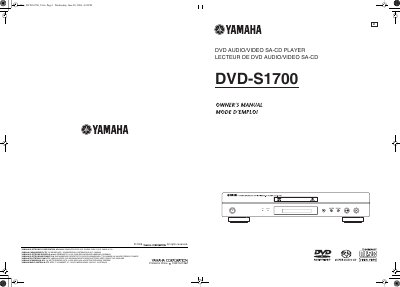 Yamaha DVD-S1700 DVD Audio/Video SA-CD Player User Manual - cover page