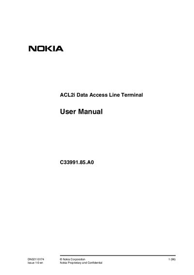 Nokia ACL2i Data Access Line Terminal User Manual