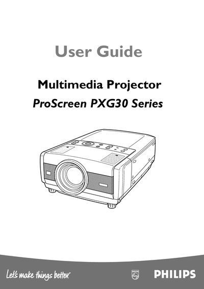 Philips ProScreen PXG30 Series Multimedia Projector User Guide - cover page