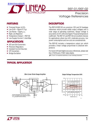 Linear Technology REF-01/REF-02 Datasheet - cover page