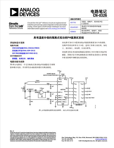 Analog Devices CN-0326 pH Sensor Circuit Application Note - cover page