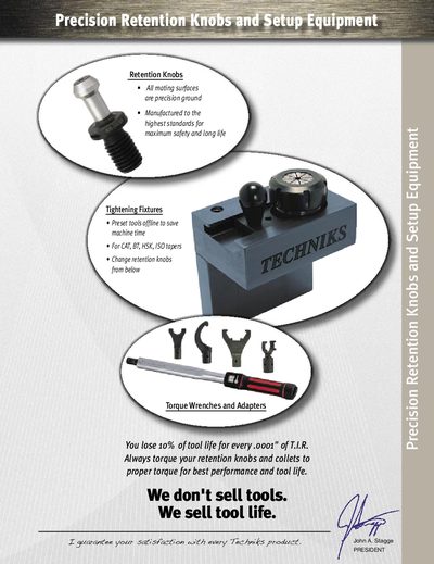 Techniks Precision Retention Knobs and Setup Equipment Product Leaflet - cover page