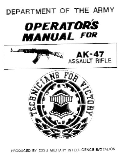 US Army AK-47 Operator Manual 203d - cover page