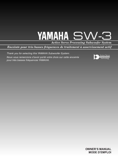 YAMAHA SW-3 Manual - cover page