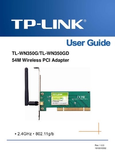 TP-Link TL-WN350G/TL-WN350GD 54M Wireless PCI Adapter User Guide