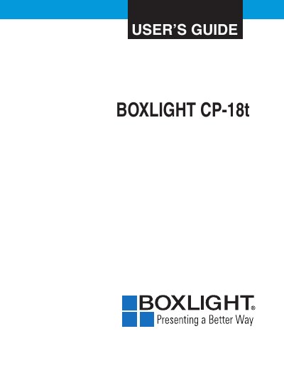 BOXLIGHT CP-18t Projector User Manual - cover page