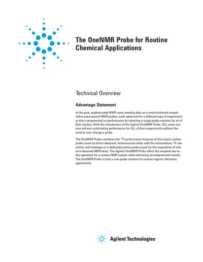 Agilent OneNMR Probe Technical Overview - cover page
