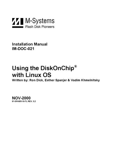 M-Systems DiskOnChip 2000 / Millennium Installation Guide - cover page