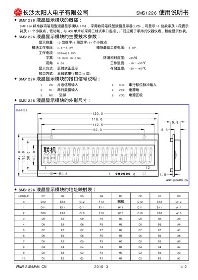 Changsha Sunman Electronics SMS1215 Manual - cover page