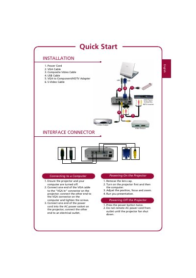 Projector Quick Start Guide - cover page