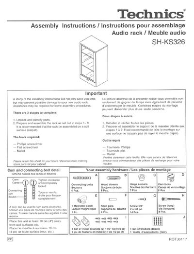 Technics SH-KS326 Audio Rack Assembly Instructions - cover page