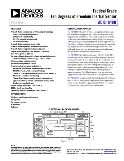 Analog Devices ADIS16488 Product Handbook Rev B - cover page