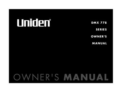 Uniden DMX 778 Series Cordless Phone Owner's Manual - cover page