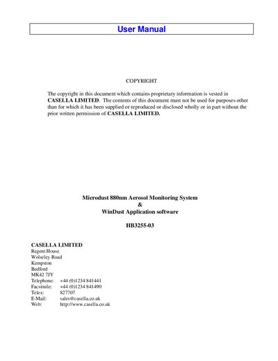 Casella Microdust 880nm User Manual