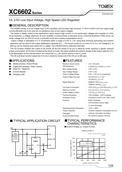 Torex XC6602 Series LDO Regulator Datasheet - cover page