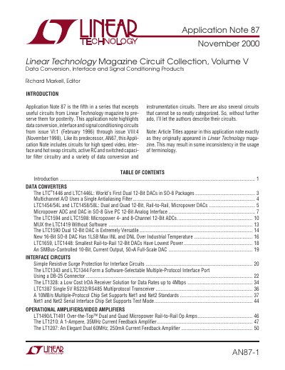 Linear Technology AN87-1 Data Conversion, Interface and Signal Conditioning Circuits Application Note - cover page
