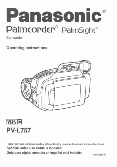 Panasonic PV-L757 Camcorder Operating Instructions - cover page