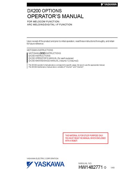 Yaskawa 2DX200 Options Operator's Manual cover