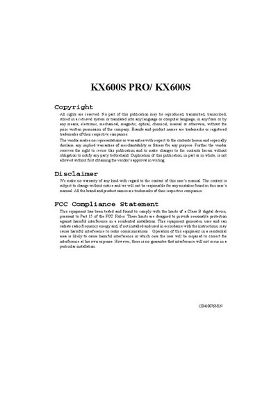 KX600S PRO / KX600S Motherboard User Manual - cover page