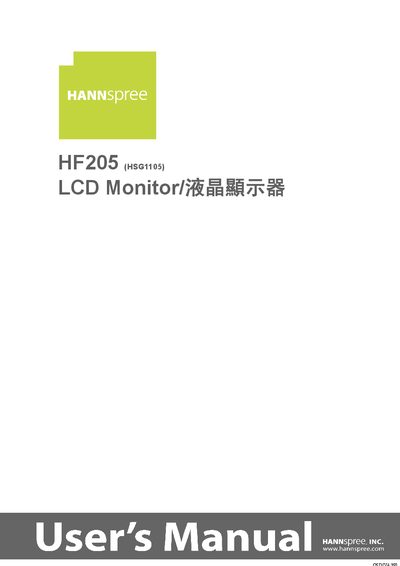 Hannspree HF205 LCD Monitor User Manual