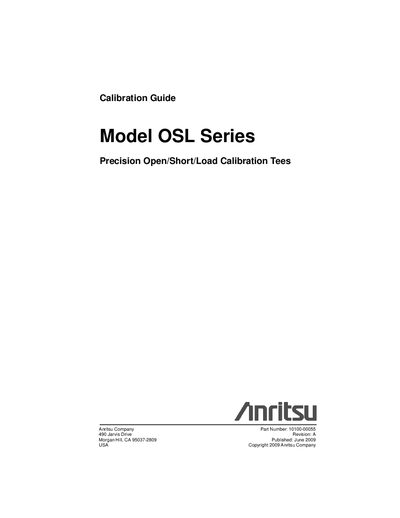 Anritsu OSL Series Calibration Guide - cover page