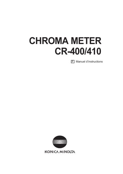 Konica Minolta CR-400/410 Chroma Meter Operator's Manual - cover page