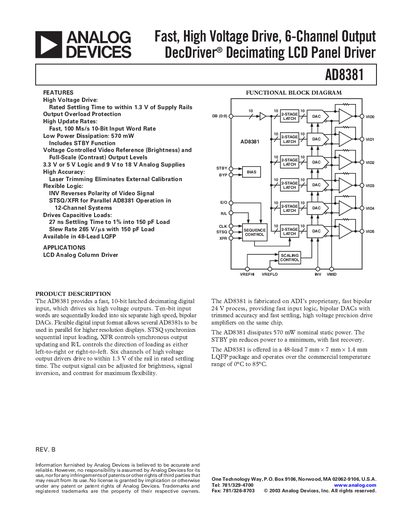 Analog Devices AD8381 Datasheet - cover page