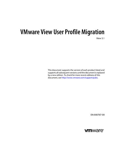 VMware View User Profile Migration Guide for View 5.1 - cover page