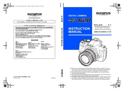 Olympus E-620 Digital Camera User Manual - cover page