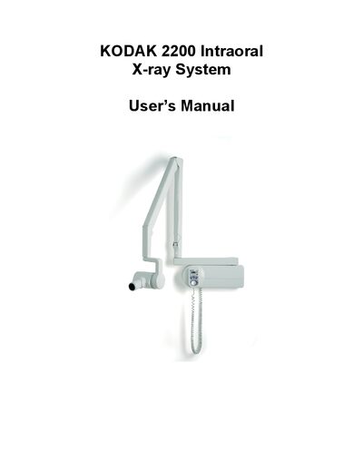 Kodak 2200 Intraoral X-ray System User Manual