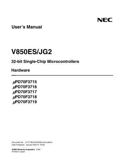 NEC V850ES/JG2 User Manual - cover page