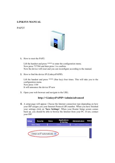 Linksys PAP2T Voice Adapter User Manual - cover page