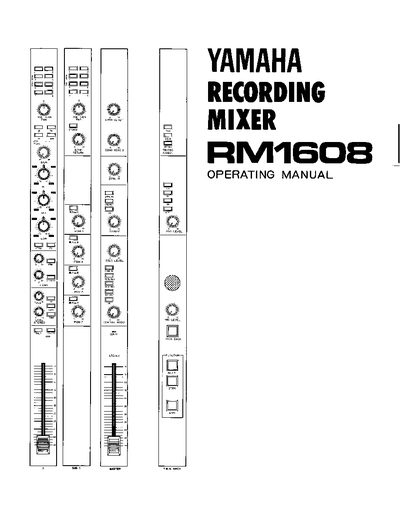 Yamaha RM1608 Recording Mixer Operating Manual - cover page